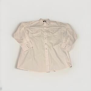 White Horse Mens White Pear Snap Long Sleeve Button Up Shirt Sz XL Vintage (A10)